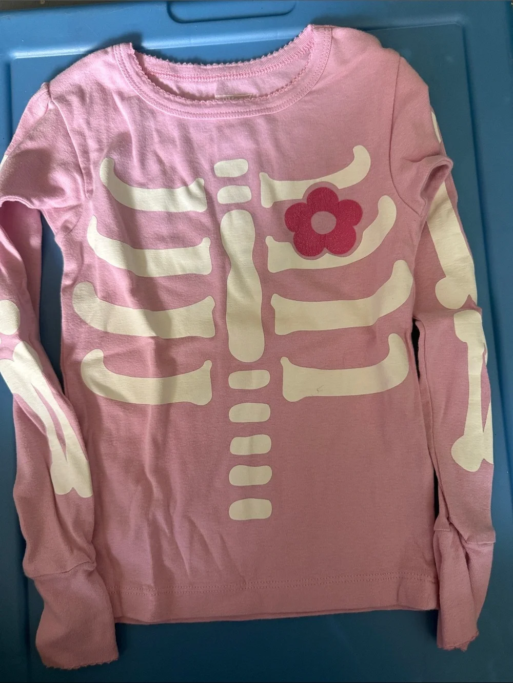 OshKosh B'gosh Pink Skeleton Pajama Set with Flower Accent